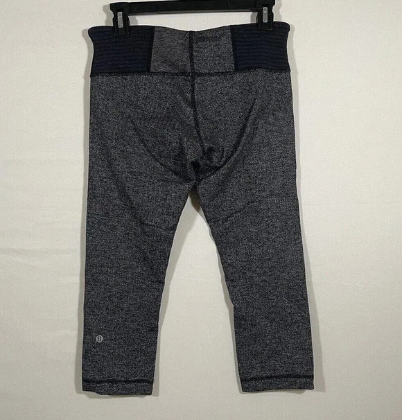LULULEMON Wunder Under Crop Leggings Size 8 Heathered Herringbone EUC - Picture 2 of 4